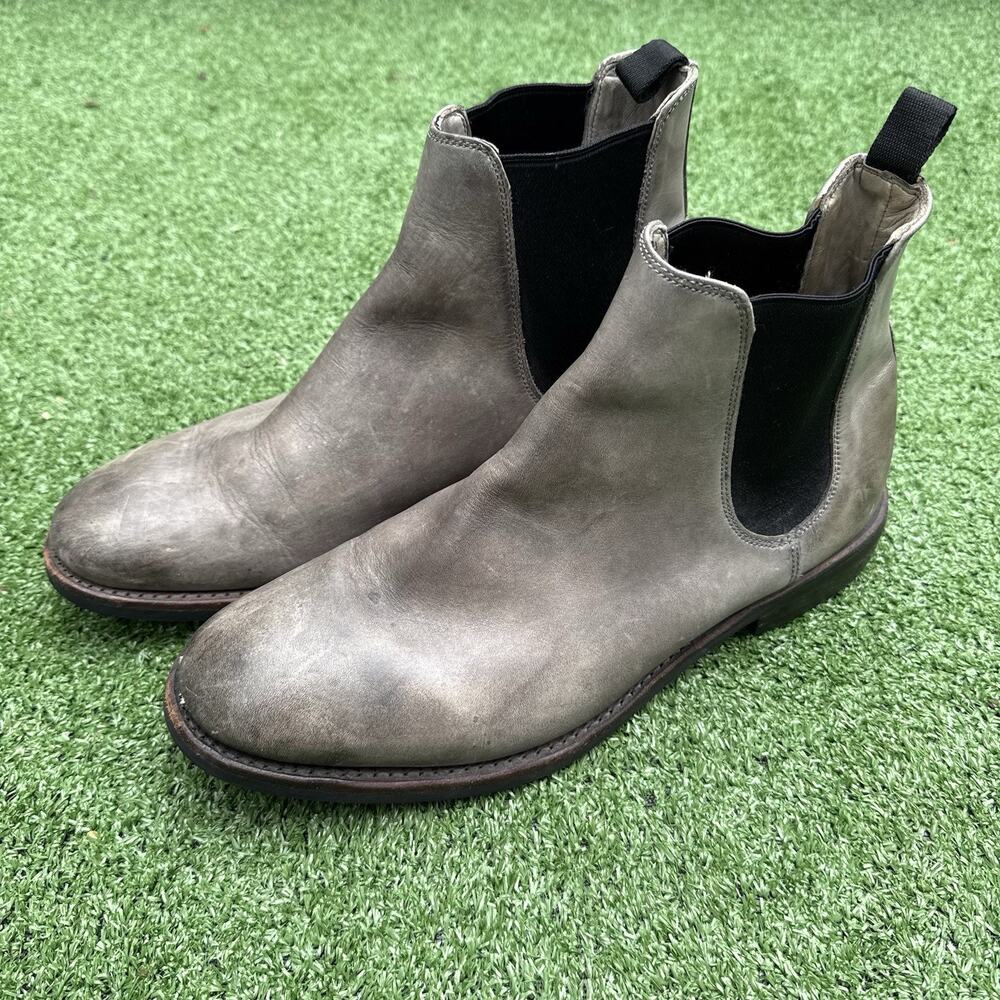Frye Men’s 10D Leather Chelsea Boots Gray Taupe Distressed Ankle Pull On Boots